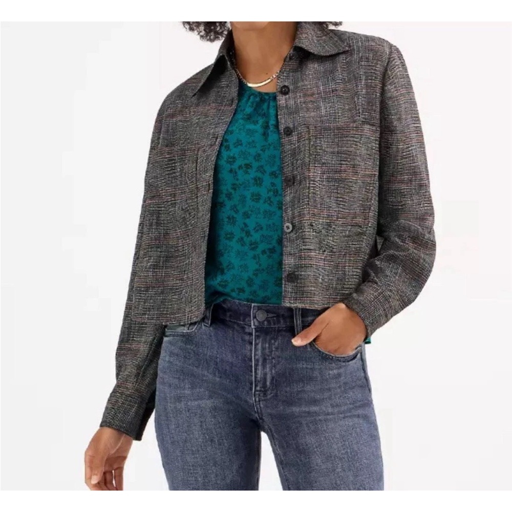 Cabi Blueprint Windowpane Plaid Pattern Shacket I… - image 1